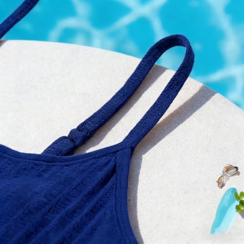 Image of Girls Swimsuit Two Piece Teen Bathing Suit High Waist Textured Bikini Set Woven Girls Swimwear 9-16Y