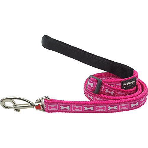 Red Dingo Pet Leash, Bone Yard Hot Pink, 15mm
