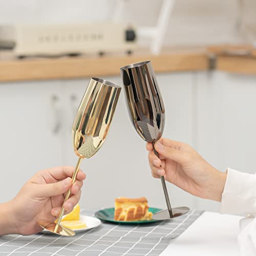 Unisweet Champagne Flutes Glass 2Pcs Stainless Steel Champagne Flutes Glass Wedding Champagne Flutes Champagne Wine Glasses For Wedding, Parties And Anniversary #TOP2