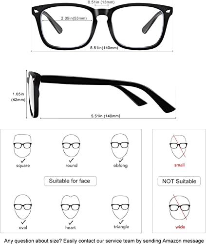 Image of CREEK Blue Light Blocking Glasses Gaming Filter Square Eyeglasses for Eye Protection Men Women, Computer /Tablet /Laptop /Mobile /TV, Anti-blue & Anti eyestrain with Testing Kit