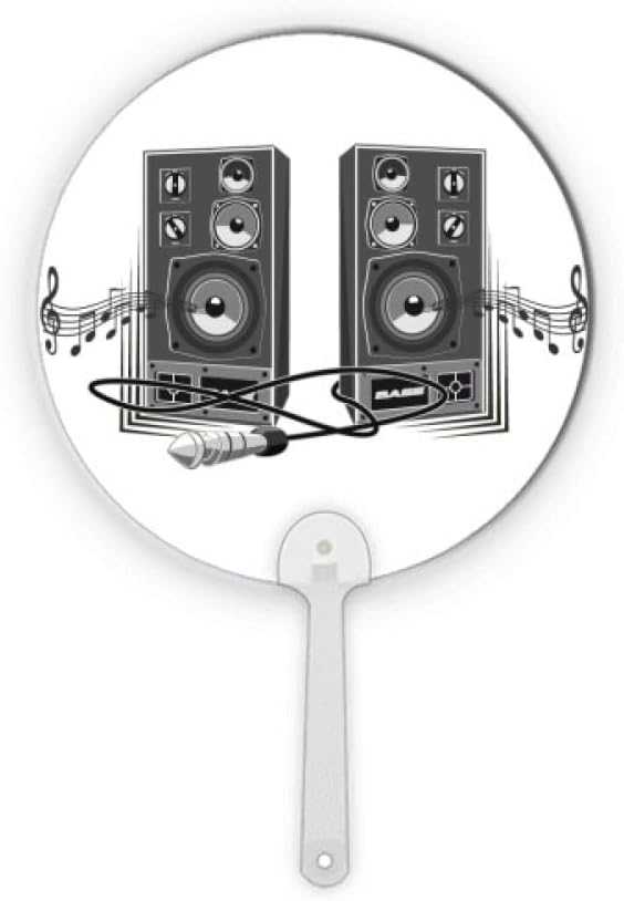 DIYthinker Song Music Loudspeaker Box Pattern Plastic Round Handheld Fan Decorations Craft