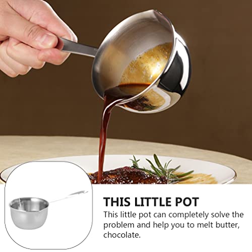 120Ml (4Oz) Stainless Steel Butter Warmer Pan, Milk Warmer Pot With Dual Pour Spouts, Small Sauce Pan For Stove Top (Diameter: 3In Length: 7In) #TOP1