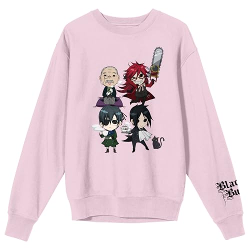 Bioworld Black Butler Chibi Characters Crew Neck Long Sleeve Cradle Pink Adult Sweatshirt