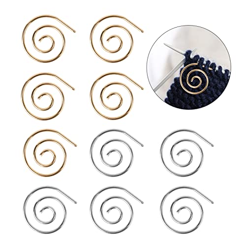 FRUHLING 10 Piezas Aguja para Tejer Cables Espiral Aguja Cable Chal Aguja Tejer para Hogar Accesorios de Costura Accesorios de Tejer para Tejer Jerseys Jerséis de Punto Chales Plata Oro Cover