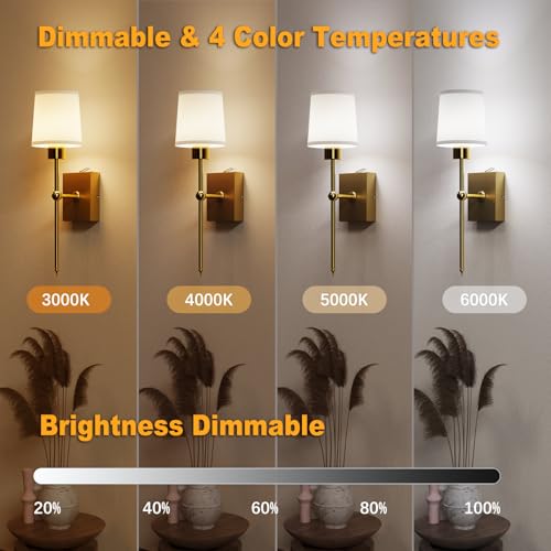 Image of Wireless Rechargeable sconces Wall Decor Set of 2, 5200mAh Battery Wall Sconce with Remote & Timer, Wall Lights Operated for Bedroom, Living Room, Hallway, Bathroom, Gold