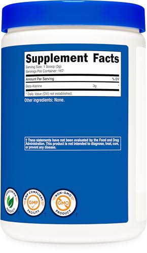Image of Nutricost Beta Alanine Powder 500 Grams (1.1lbs) Pure Beta Alanine