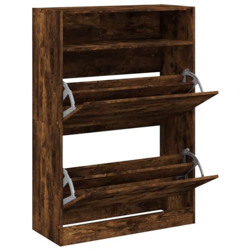 Scarpiera Scarpiera Mobile Portaoggetti Ingresso Corridoio Soggiorno 2 Cassetti Pieghevoli Marrone Fumé 02_0021333 - 3