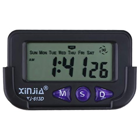 Wakauto Car Digital Clock Alarm Second Chronograph Electronic Clock Bedside Alarm with LCD Display for Bedroom Wall Travel (Black) Cover