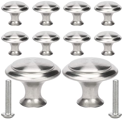 nutmanel Lot de 10 Poignee Meuble Rond Argent Poignée Tiroir Rond Boutons de Meuble Avec Vis - Pour Armoire, Garde-robe Cover