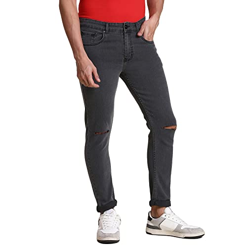 Image of Dennis Lingo Men's Stretchable Mid Rise Slim Fit Distressed Jeans