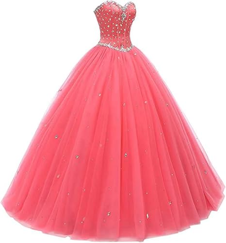 Image of Likedpage Women's Sweetheart Ball Gown Tulle Quinceanera Dresses Prom Dress