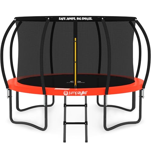 Image of JUMPZYLLA Trampoline Outdoor 8FT 10FT 12FT 14FT 15FT 16FT with Enclosure and Ladder, ASTM Approved Recreational Trampoline for Kids and Adults, Anti-Rust Coated Frame