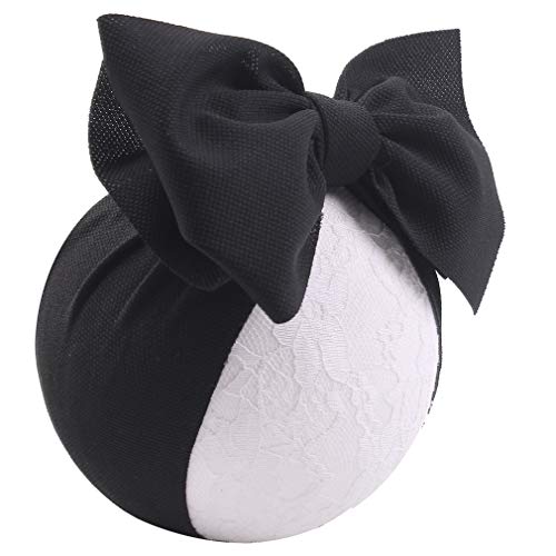 YanJie Baby Large Bows Headwrap Stretch Textured Fabric Top Knot headband Hair Accessories (black)