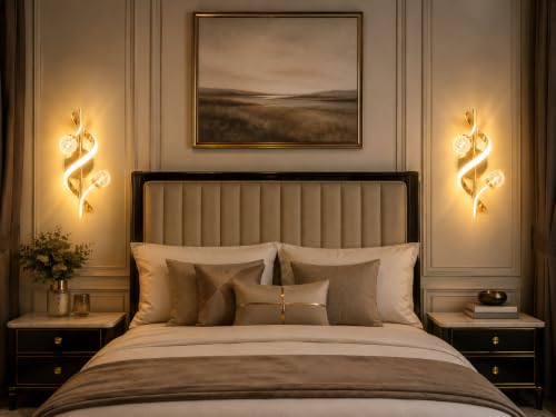 Image of FILLISKA Luxurious LED Wall Lamp for Home with Adjustable Colour Changing Function (1 Year Warranty)(French Gold-5054)
