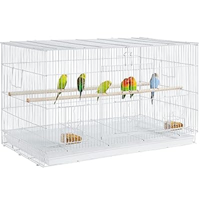 Yaheetech Wide Budgie Cage Flight Bird Cage Parrot Cage Breeding Cage for Small Pet Bird Parakeet/Conure/Lovebird White