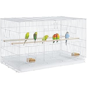 Yaheetech 30-inch Stackable Flight Bird Cages for Parakeets Cockatiels Conures Finches Budgies Lovebirds Canaries Small Birds Parrots Birdcage, White