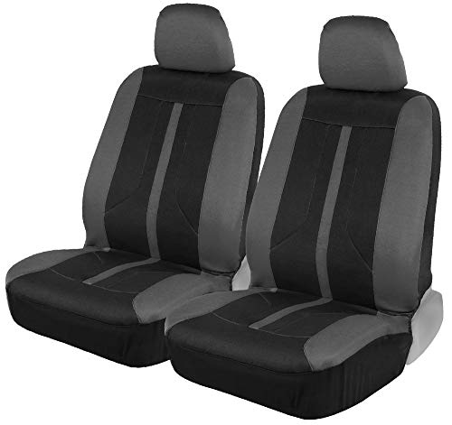 Motor Trend Gray Cloth Car Seat Covers for Front Seats – Premium Automotive Bucket Seat Covers, Made for Vehicles with Removable Headrests, Interior Covers for Car Truck Van SUV