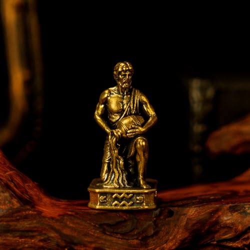 CHOVY Aquarius – Aquarius Water Bearer Brass Zodiac Sculpture – 100% Solid Handcrafted Retro Figurine, Unique Astrology Desk & Shelf Decor