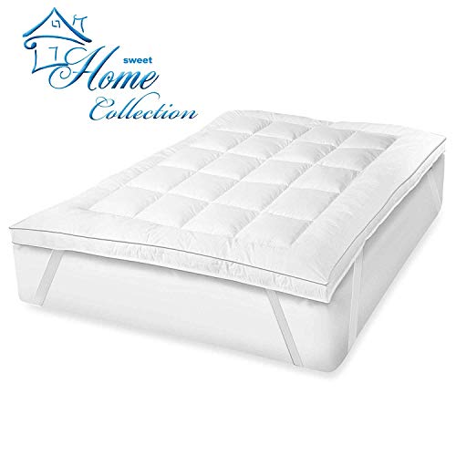 Sweet-Home-Collection-Fiber-Mattress-Topper-Hypoallergenic-Polyester-Down-Alternative-Soft-and-Comfortable-Cover-with-Anchor-Bands-King-White