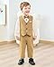 SOLOYEE Toddler Boy Suit 3T 7T Boys Gentleman Wedding Formal Outfits Long Sleeves Shirt+Bowtie+Vest+Suspender Pants Toddler Baby Suits (3-4T, Beige)