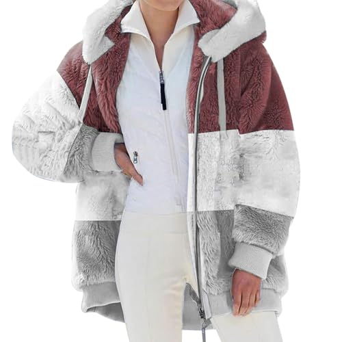 Chaqueta de forro polar para mujer con cremallera completa y capucha de abrigo