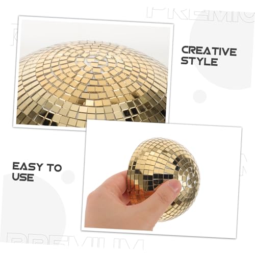 Set de 3 bolas espejadas doradas para colgar, globos reflectantes de vidrio con instalación fácil y ambiente reflectante, para decoración de eventos de baile y DJ miniatura 3