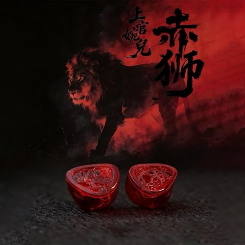 Image of TANGZU Wan'er S.G II Red Lion in Ear Monitor, Gaming IEM Earphones, HiFi Wired Earphones with Silicone Headphone Organizer, Tang Sancai Wide Bore Eartips, Sonic Eartips (Red, Type C with Mic)