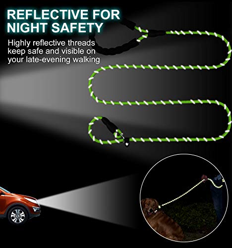 TagME Retrieverleine mit Zugstopp,Reflektierende Seilleine 185 cm Moxonleine,Weicher gepolsterter Griff,8mm für Kleine Hunde,Grün