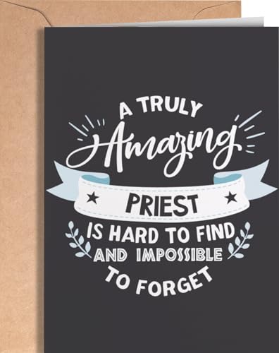 Thank You Card for Priest Anniversary Card - Pastor Appreciation Card for Clergy, Minister, Church Leader, Religious Mentor - Cards for Ordination, Retirement, or Clergy Appreciation Month - NUM 279