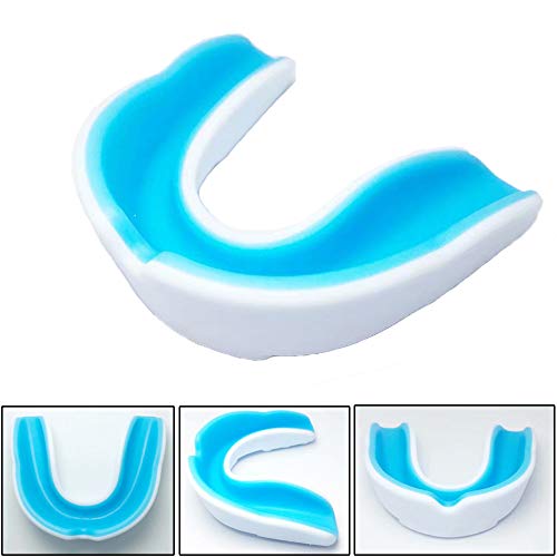 Sports Mouth Guard For Kids Youth/Adults-Mouthguard For Lacrosse, Basketball, Karate, Flag Football, Martial Arts, Rugby, Boxing, Mma, Hockey -Free Carrying Case For Mouthguard(White Blue Kids) #TOP1