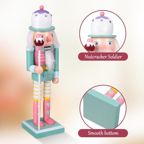 BESPORTBLE Weihnachten Nussknacker Soldat 25 cm Aus Holz Klassische Weihnachtsdeko Figur Weiche Kanten Leicht Tragbar für Wohn- Und Bürotischdekoration
