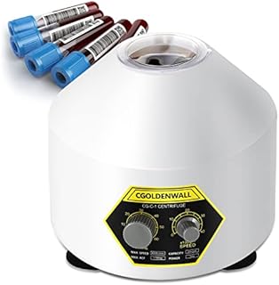 CGOLDENWALL Lab Centrifuge 6*20ml with Transparent Lid, 4000rpm Speed, 60min Timer, 1790xg RCF for Separation of Samples& Qualitative Analysis 5/7/10ml Vacutainer & 10/15ml Centrifuge Tubes Available