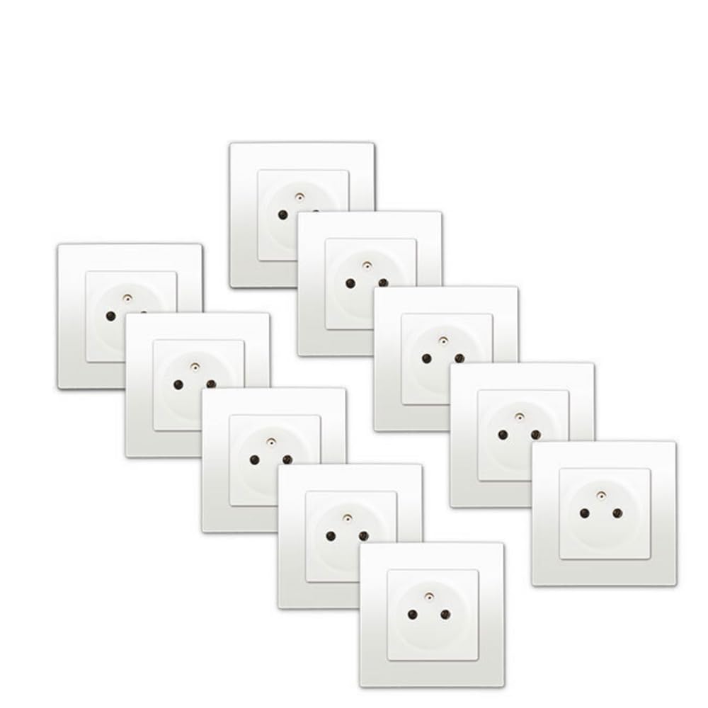 LOT de 10 Prises 2P+T Blanc Delta Viva + Plaques Blanc