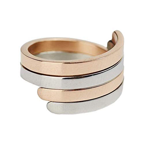 Anillos, Sports LuckyLy – Anillo de Mujer Carola Plus – Anillos Acero Inoxidable Mujer – Set Anillos Contiene 2 – Diseño de Vanguardia y Femenino – Color Plata, Oro...