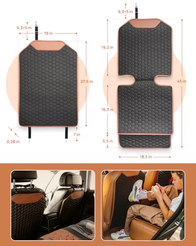 Image of Owleys Set Seat Back Organizer & Car Seat Protector Hexy Waterproof & Non-Slip Protector for Child Car Cushion for Leather and Fabric Seats (Hexy Set 2)