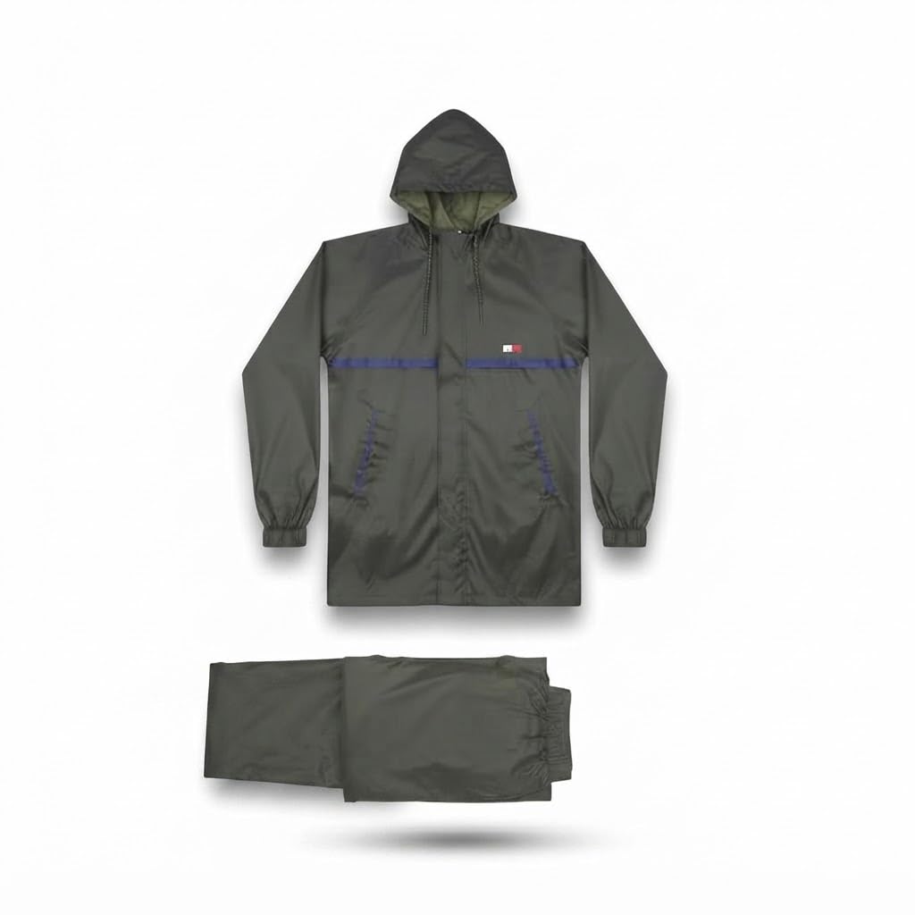 Heavy Duty Waterproof Raincoat for Men & Women Hooded Jacket and Pant Set Reusable Polyester Rain Suit with Reflective Strip Lightweight Rainwear for Bike Riding Travel Outdoor Work-image-44