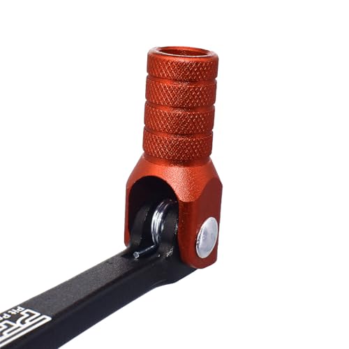 Image of Gear Shifter Lever, Alloy Aluminium Folding Shifter Lever Fits for Motorcycle BSE CRF 110 Apollo TTR 125 Motorcycle 50cc 110cc 250cc Dirt Pit Bike (Black-Orange)