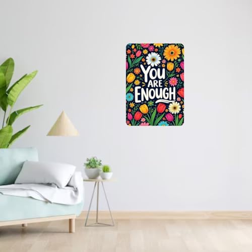 Image of Zesta Bathroom Decor Items Washroom Decor Tin Sign | Aesthetic Posters Wall Poster for Bedroom | Magnetic Cafe Decoration Items / Restaurant Decorations Items | Quirky Home Decor Bar Accent (You Are Enough)