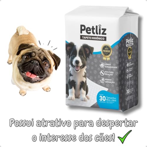 Tapete Higiênico 60cm x 50cm 30 Unidades para Cachorro Sanitário Super Absorvente Antivazamento Alta