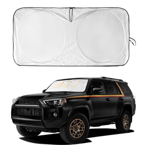 Car Windshield Sun Shade for 4Runner 2003-2009-Sunshade for Front Window Cover Custom Fit Toyota RAV4 4Runner Sequoia Land Cruiser Sun Visor Protector 210T Fabric Foldable Shades Block UV Ray (M+