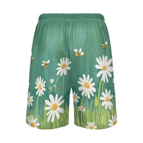 Flying Bee Field Green Pajama Shorts for Men Lounge Pants Sleep Lounge Pant Mens Pajama Shorts with Pockets, S-XXL2