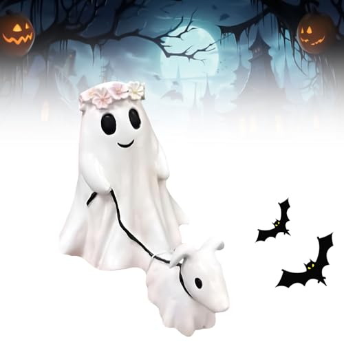 Ayizhiniu Statua Fantasma del Cane che Cammina, Passeggiata con il Cane Fantasma, Simpatica Statua del Fantasma, Decorazione del Cane Fantasma di Halloween, Adatto Decorazione Halloween (B)