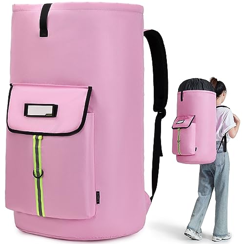 Image of laundry bag backpack,extra-large heavy duty laundry bags,laundry backpack for college students,drawstring closure (Light Pink Laundry Bag)