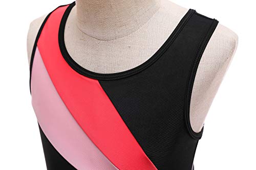 Viriber Leotards For Girls Gymnastics Girls' Activewear Dresses Gymnastics Leotards For Girls Dance Ballet Suit(150(12-13T),Pink&Watermelon Red) #TOP4