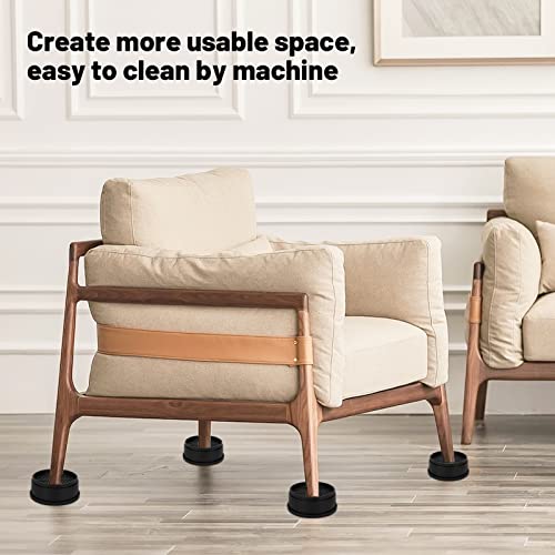 Suhaus Round Bed Risers 8 Pieces,Adjustable Furniture Risers,Lifting Height 1", 2", 3" Or 4",Can Support Up To 1300 Pounds,Suitable For Bed/Sofa/Desk/Chair/Refrigerator/Lifter(Black With Wood Grain) #TOP4