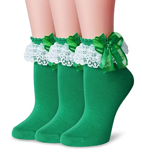Image of Women Ruffle Socks, Double Layer Lace Butterfly Cute Frilly Girl Princess Cotton Ankle Socks
