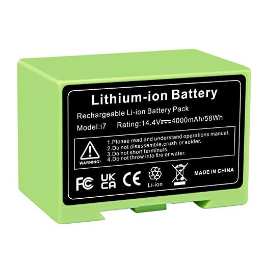 LabTEC 14.4V 4000mAh Batería de Repuesto para i7, Batería Li-Ion para iRobot Roomba 7150 7550 3150 3550 4150 4552 i4 i4+ i3 i3+ i7158 i7550 i755020 4624864 ABL-D1 Aspirador