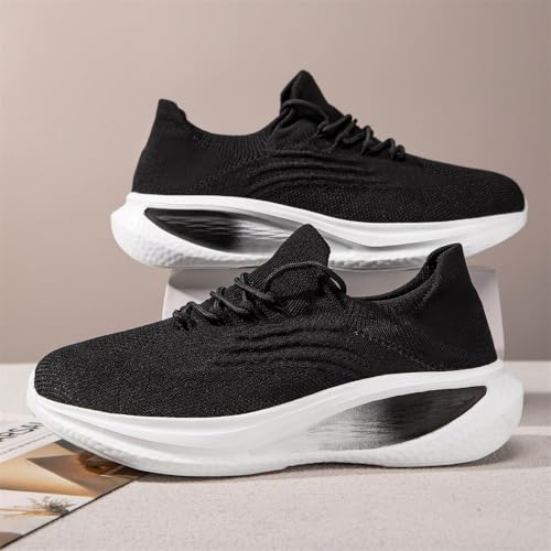Image of DLWKIPV Running Shoes for Men Casual Slip on Tennis Walking Sneakers Lightweight Breathable Mesh Fashion Gym Athletic Sports Workout Non Slip Trainers Black W Size 11