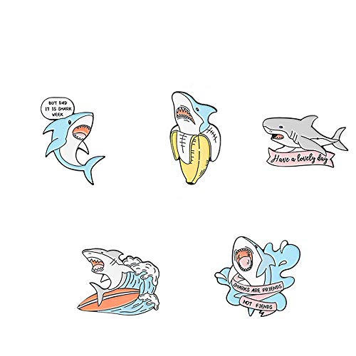 Cute Cartoon Brooch Pins Enamel Brooches Lapel Pins Badge Women Clothing Bag Decor (Shark2)
