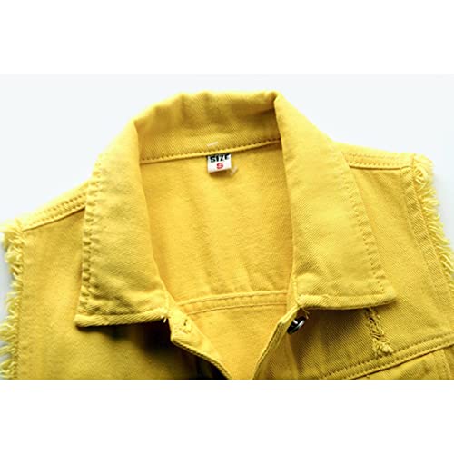 Xiolki Women's Lapel Blue Denim Vest Buttoned Vest Jacket(Xl,Yellow) #TOP2